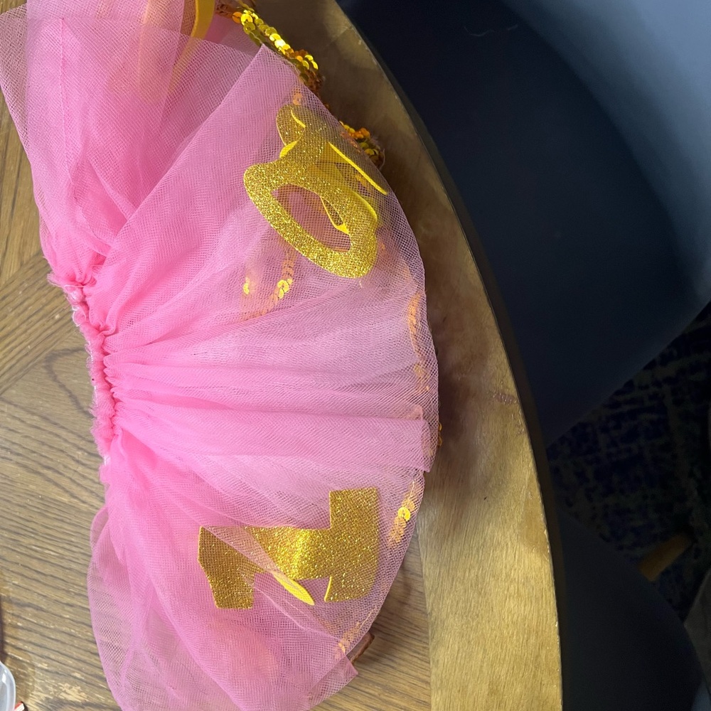 Pink Tutu “.One Year” with Gold Sequins